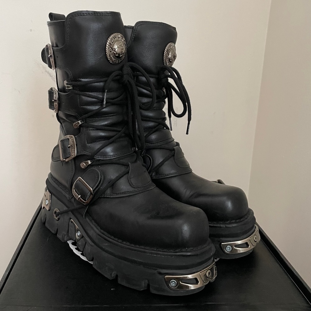 New Rock M373-S4 Boots Quake 4 Buckle Goth Grunge Black M10 OG Box
